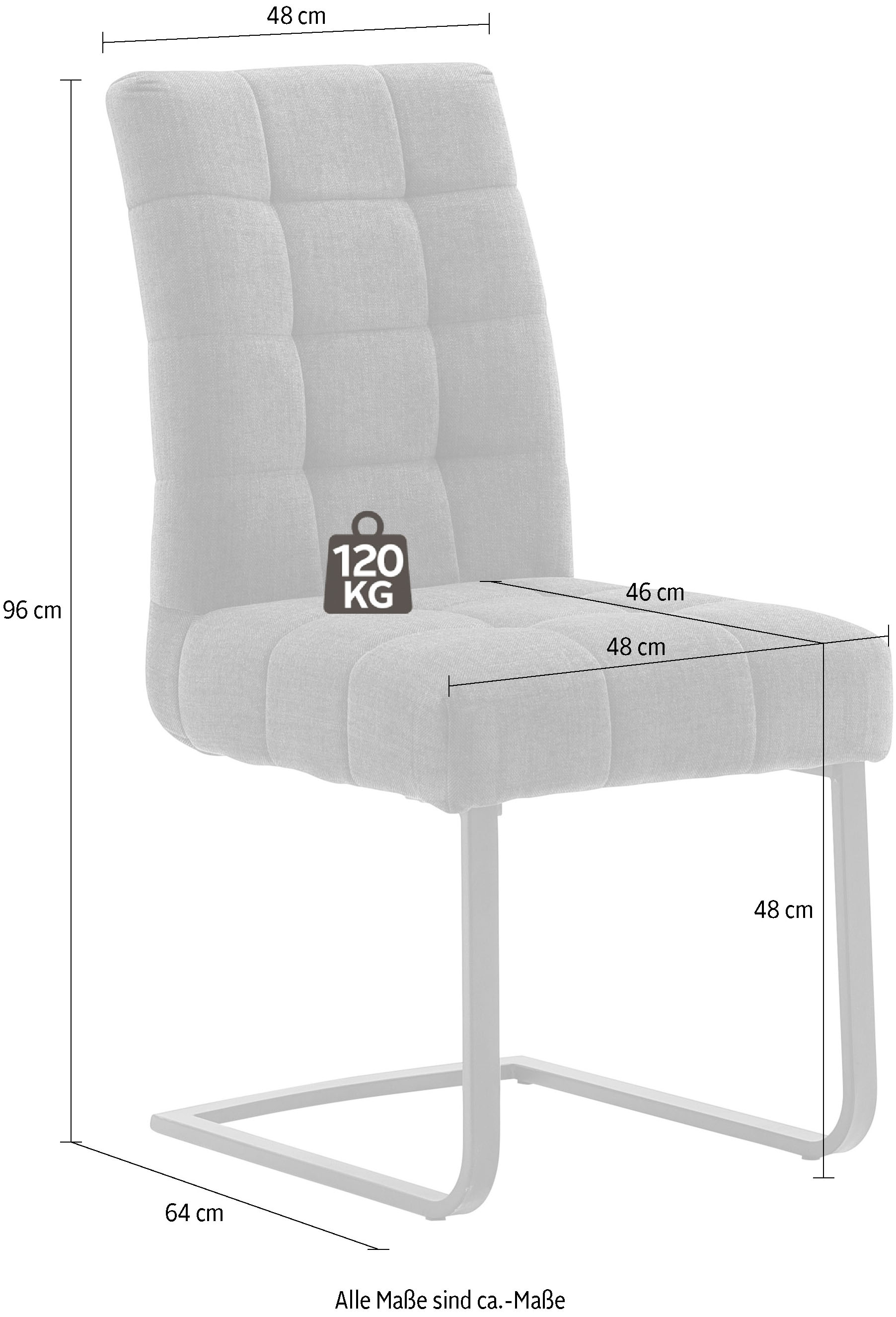 MCA furniture Freischwinger »Salta« (Set) 2 Stk.(2er-Set), Gestell-Flachrohr, schwarz matt lackiert, Aqua Clean Bezug