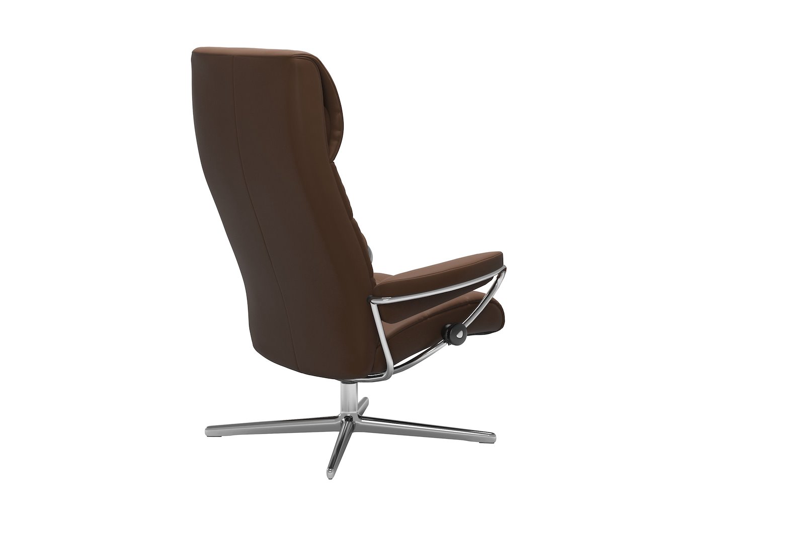 London lenestol I hud Batick Spesial Warm Brown og Cross understell i krom