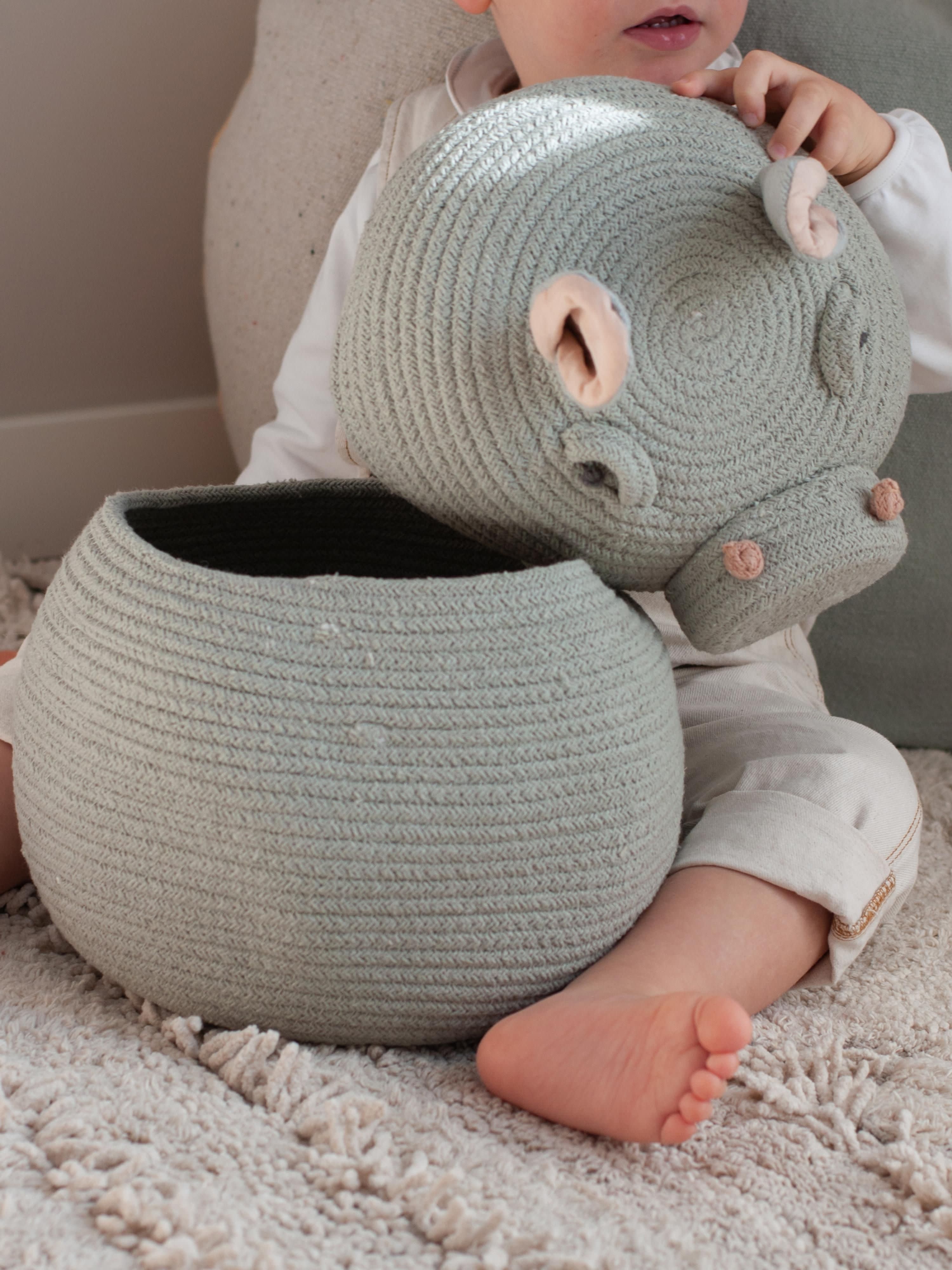 Opbergmand Henry the Hippo met deksel, handgemaakt