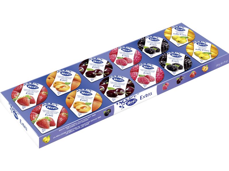 Hero Brotaufstrich Konfitüre assortiert 12 x 25 g (300 g) Feiner Fruchtaufstrich im Mix