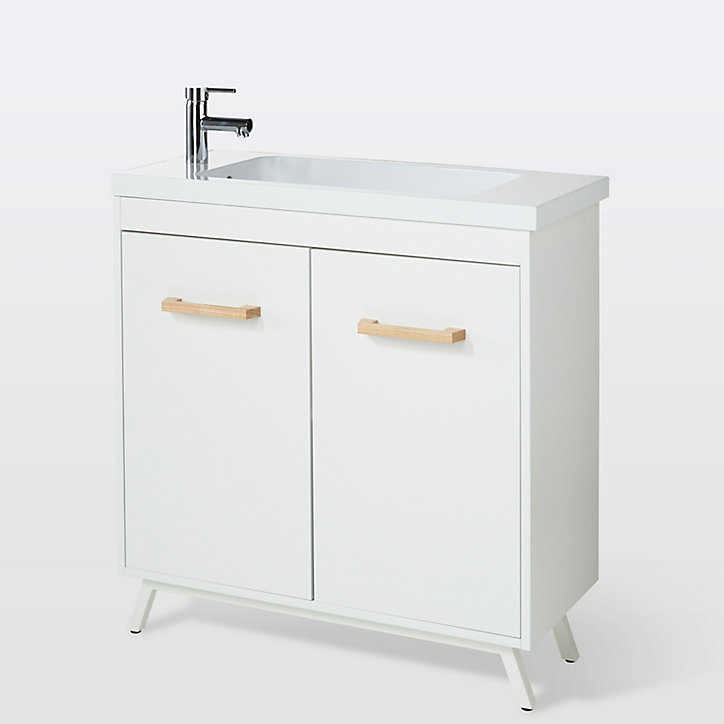 Meuble sous vasque à poser GoodHome Ladoga blanc 80 cm + plan vasque Makonda