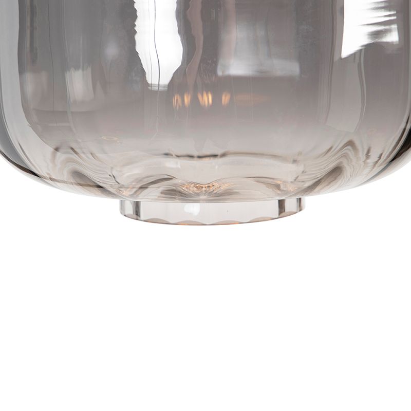 Design vloerlamp zwart met smoke glas - Qara Down
