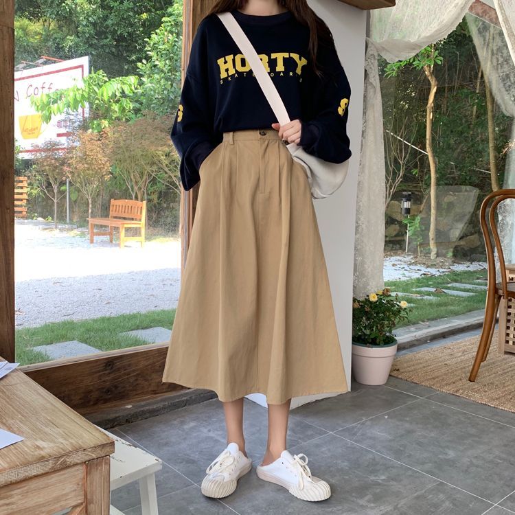 Yako - A-lijn midi-rok met hoge taille