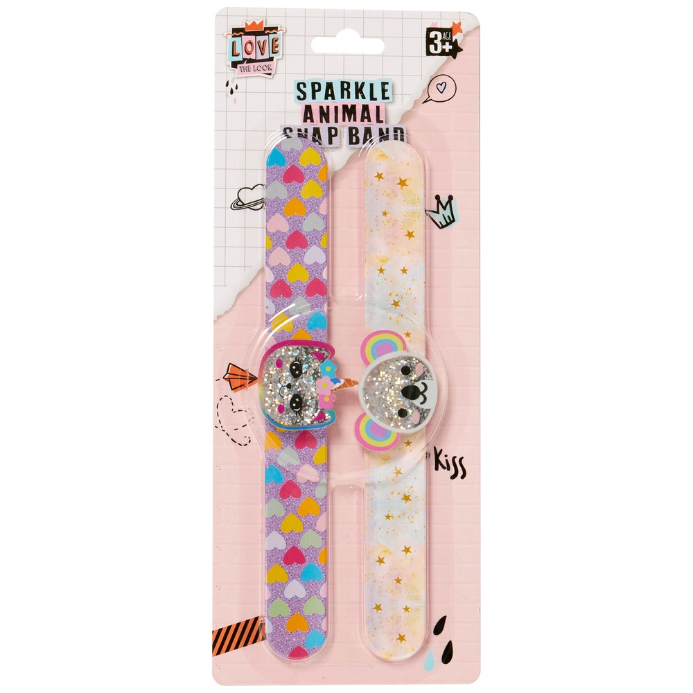 Love The Look Glitzernde Tier-Schnapparmbänder, 2er-Pack