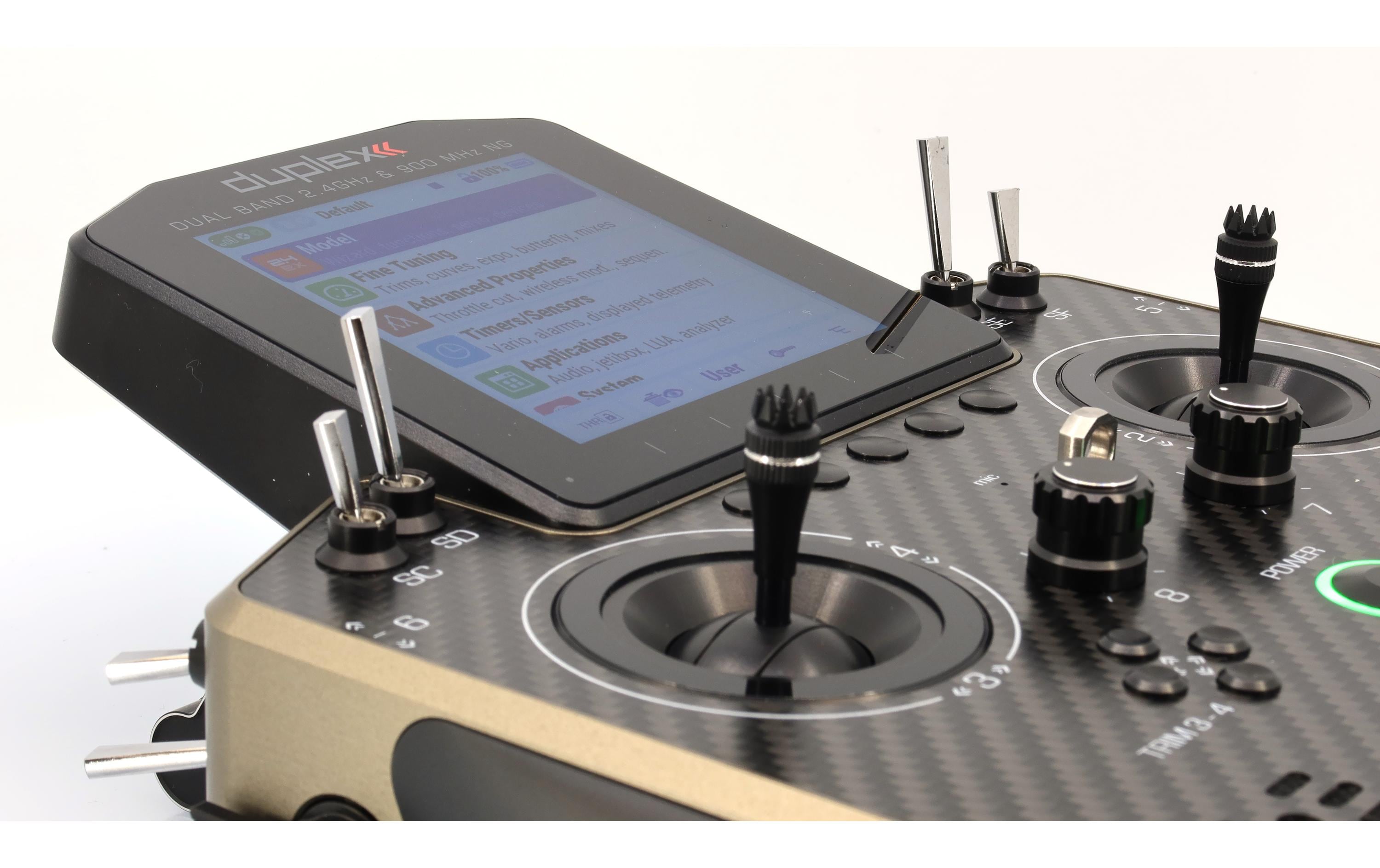 Fernsteuerung DS-24II Carbon Line Bronze 24 Kanal, Duplex EX<br>Professioneller 24-Kanal-Sender mit Geber auf Rückseite und Carbon-Frontplatte