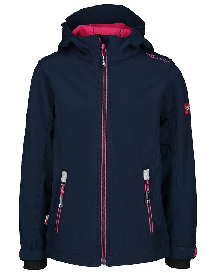 Softshell-Jacke GIRLS TROLLFJORD in navy/magenta