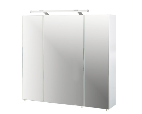 Spiegelkast van Möbelpartner Dorina, 80 x 15,7 x 75 cm, wit, 3-deurs