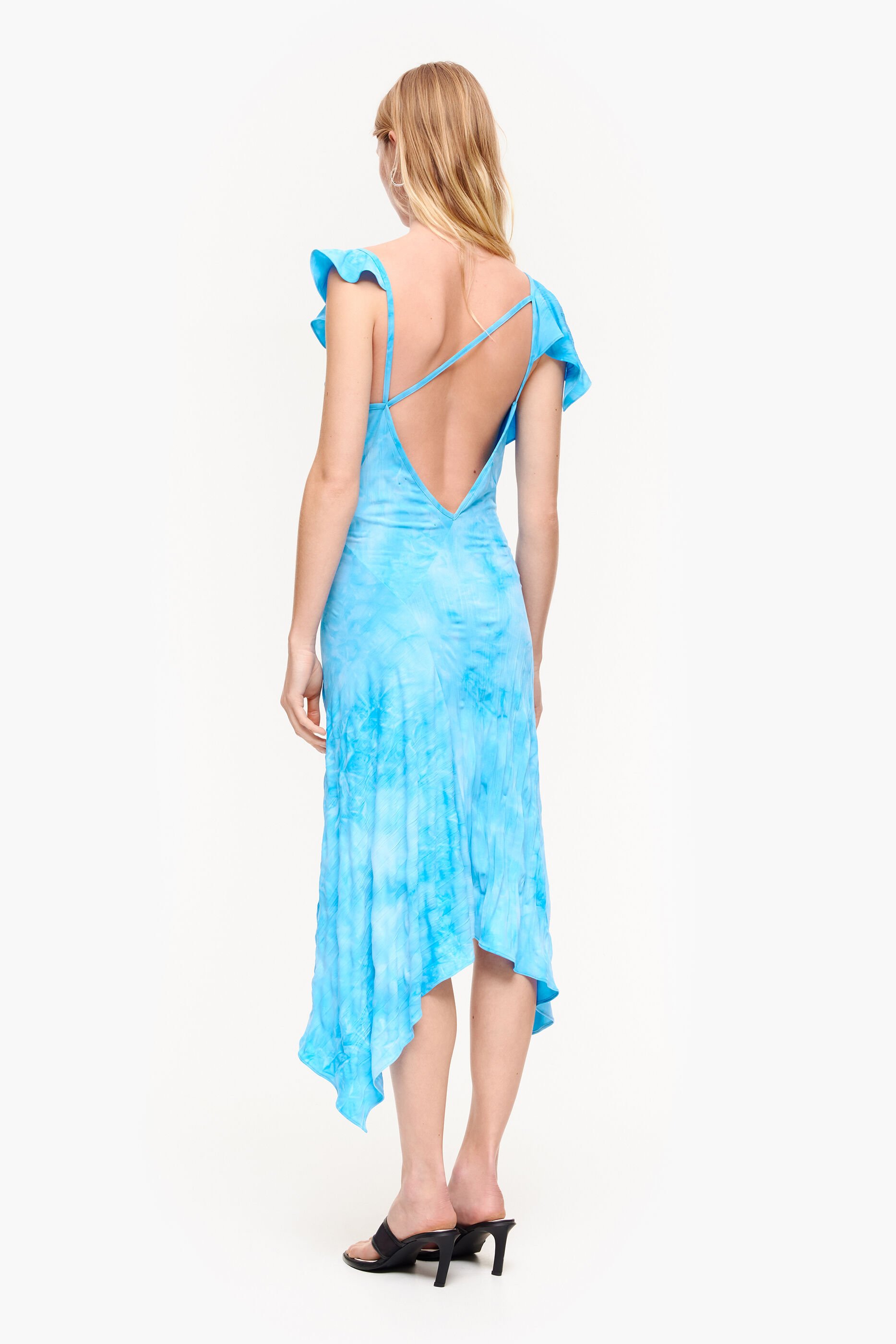 Vestido midi azul fluido