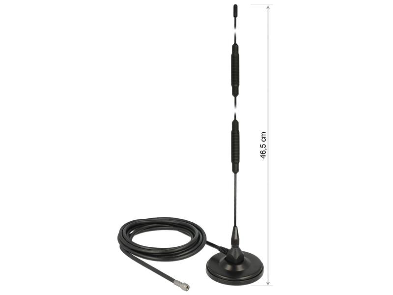Delock LTE/LoRA-Antenne SMA 7 dBi Rundstrahl Delock LTE Antenne SMA Stecker 7 dBi starr omnidirektional mit magnetischem Standfuss und Anschlusskabel RG-58 3 m outdoor schwarz