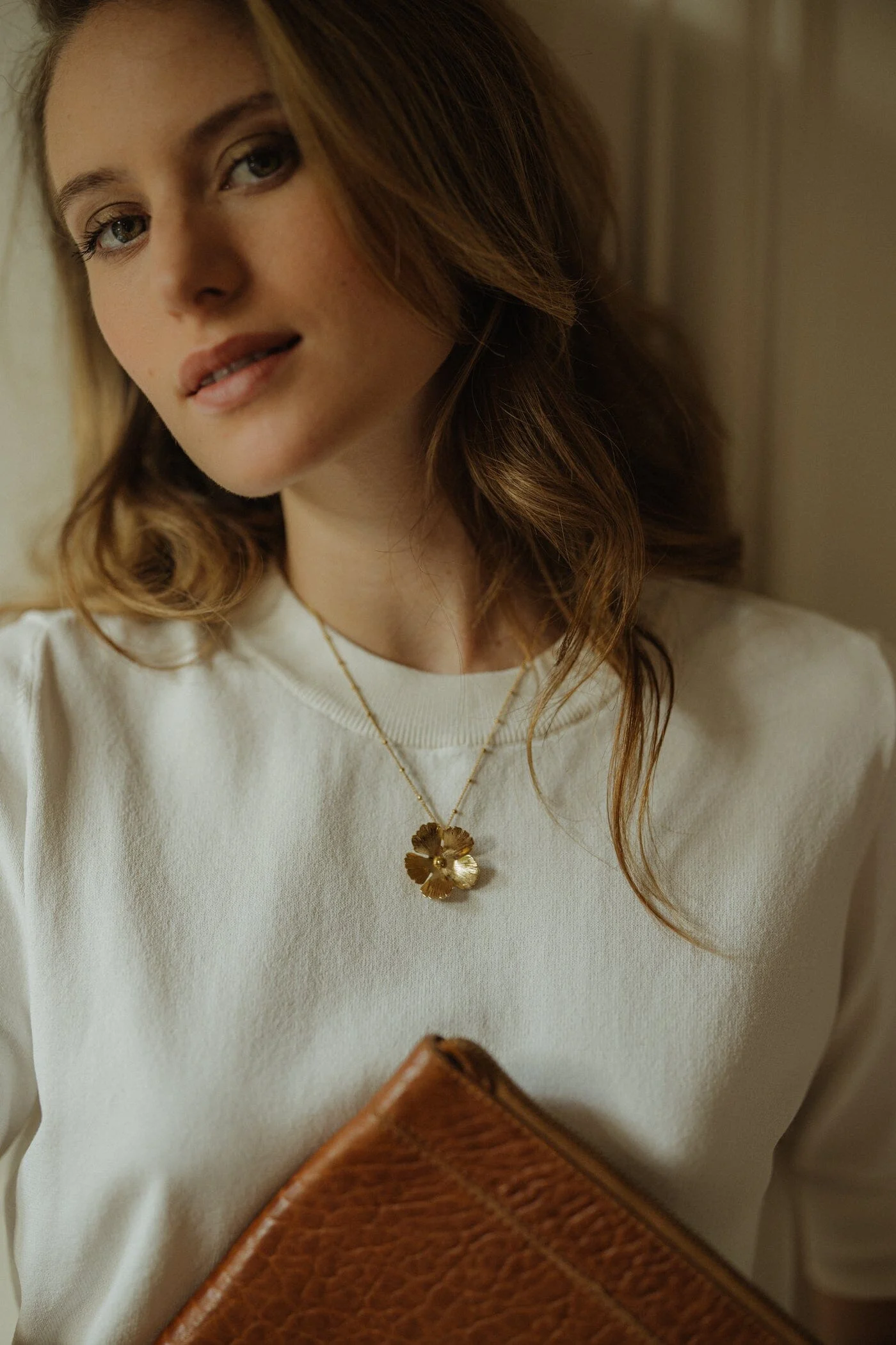 ORPHÉE - Collier fleur plaqué argent | Doré