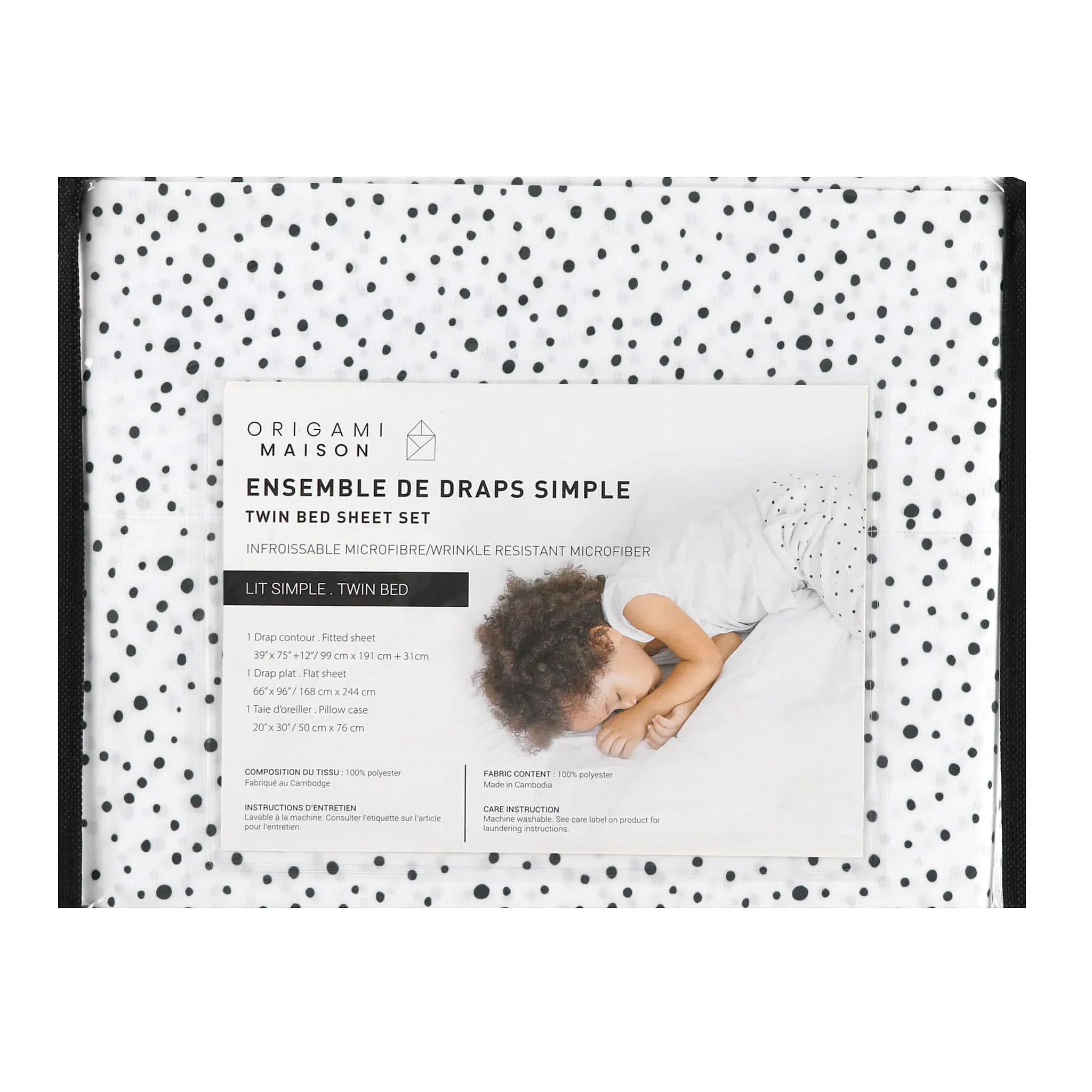 Origami Maison Ensemble Draps Lit Simple  - Pois