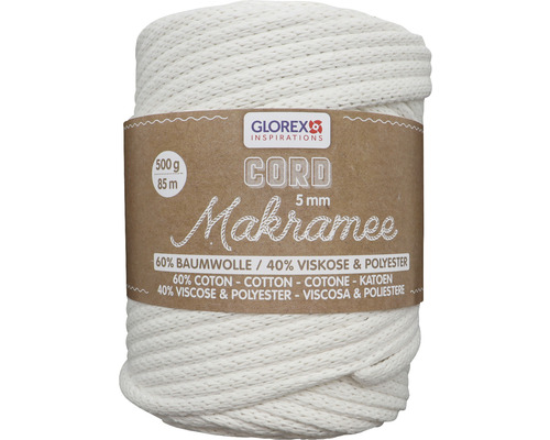 Macraméwol geweven crème 5 mm 500 g