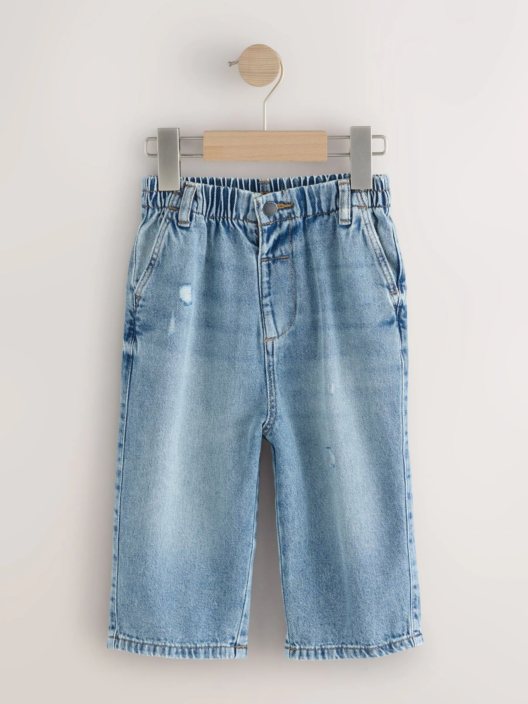 Lichtblauw denim met slijtageplekken - Jeans met wijde pijpen (3 mnd-7 jr)
