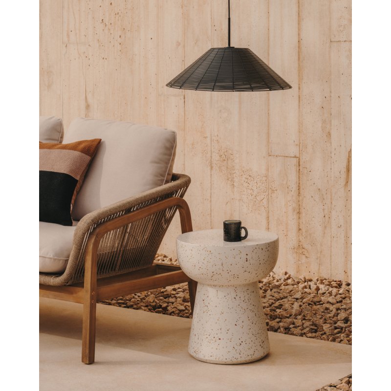 Abat-jour pour plafonnier extérieur Saranella en rotin synthétique noir Ø 50 cm