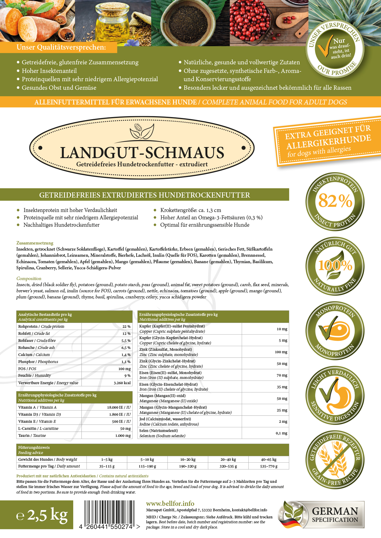 Kit économique no. 2 - gâteries pour chiens - gutshof 7,5kg + fête landgut 2,5kg + oreilles de lapin 200g