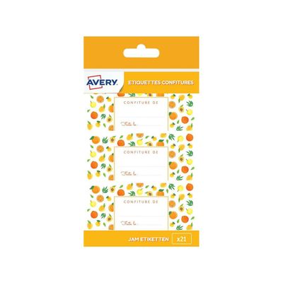 Avery - 20 Étiquettes rondes confiture fruits jaunes - diamètre 47,5 mm