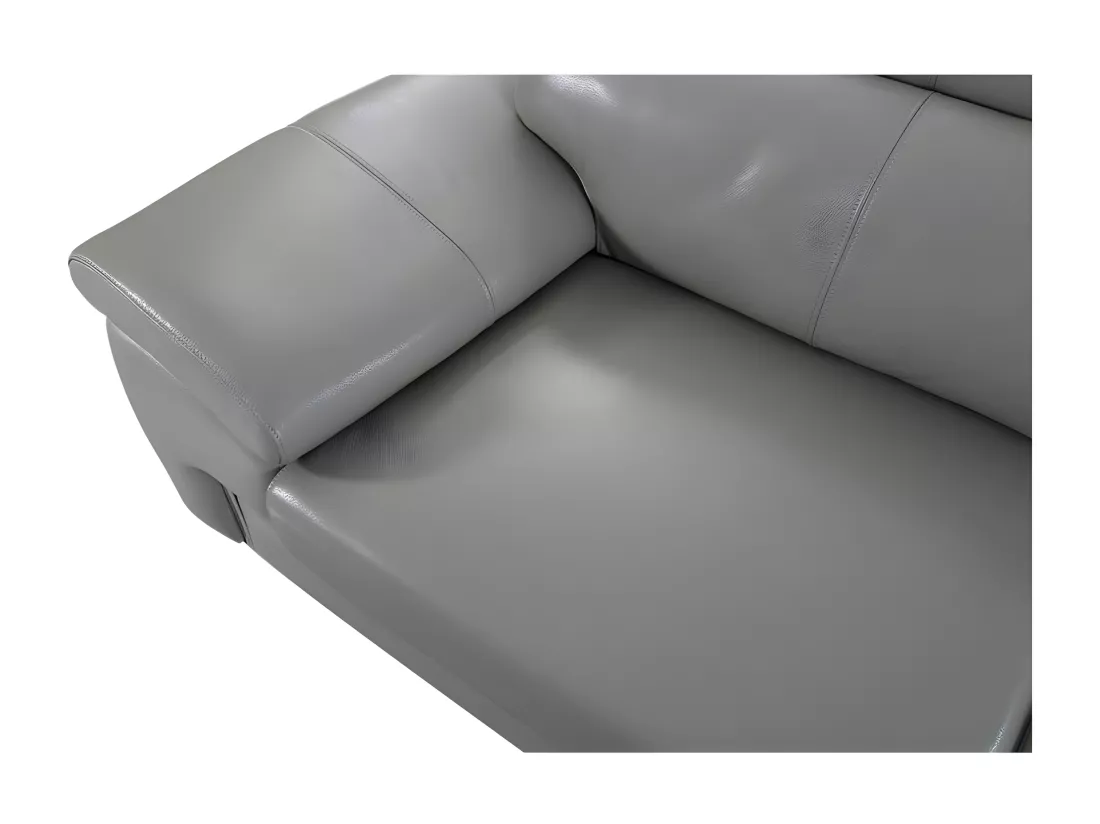 Canapé 2 places Cuir KARE Gris - Angle Droit