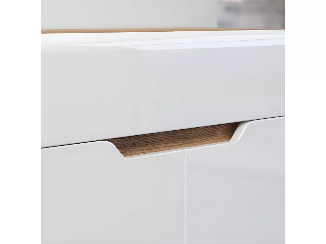 Marlon armoire de rangement brillant blanc, chêne décor.