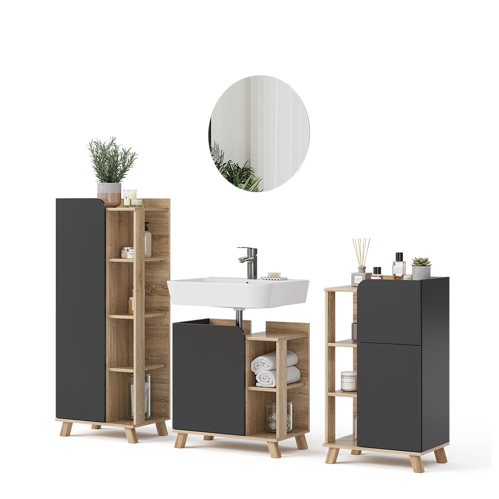 Vicco Badmöbel-Set Karen Sonoma Anthrazit 4 Teile