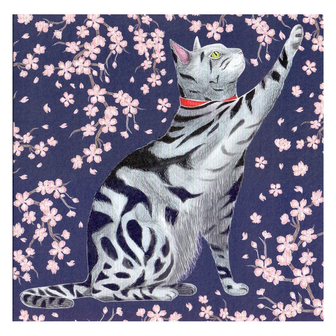 Kaart met envelop sakura poes