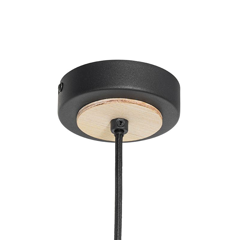 Oosterse hanglamp zwart met rotan 30 cm - Magna Rotan