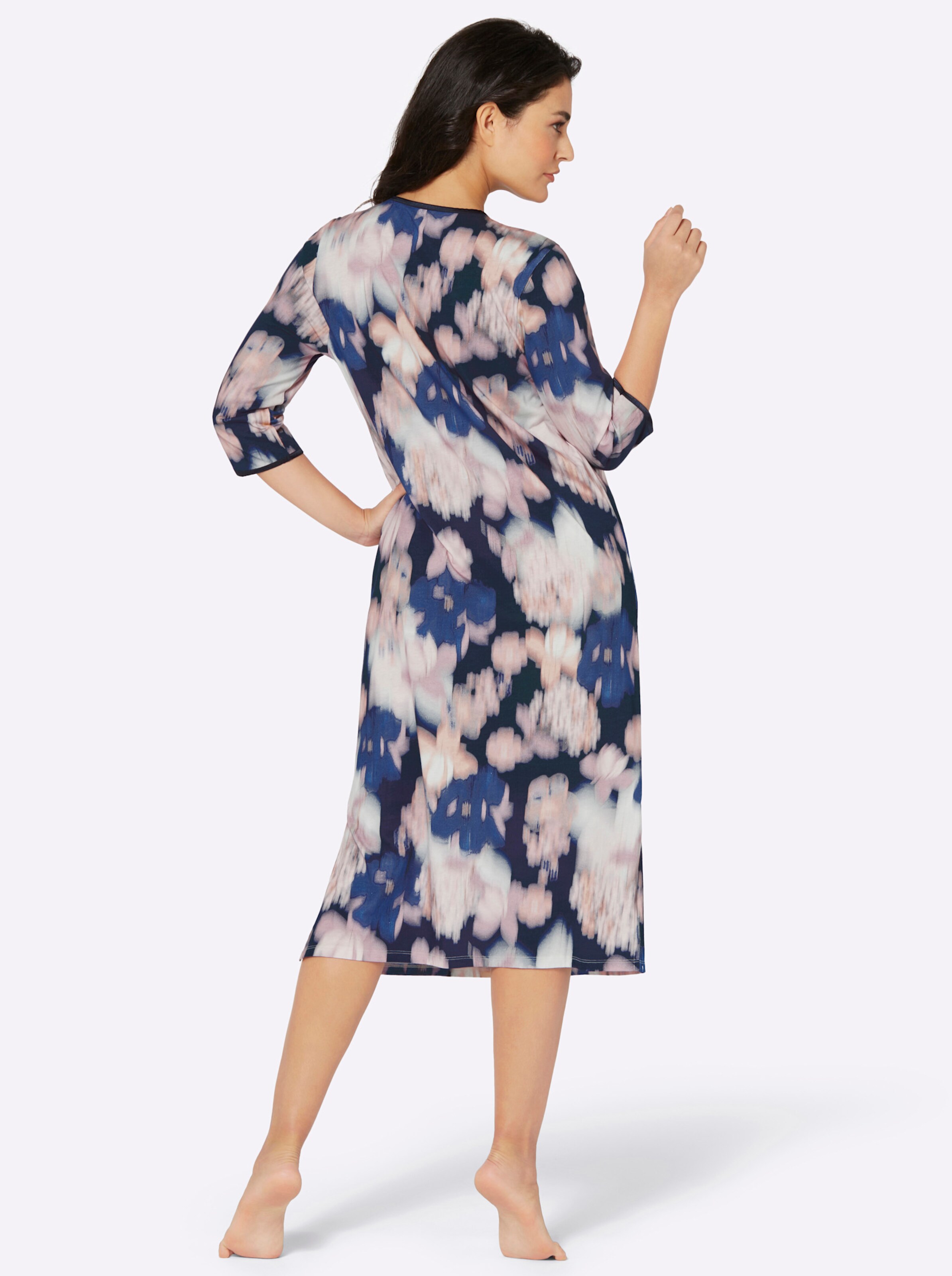 wäschepur Nachthemd in marine-hellrosé-bedruckt