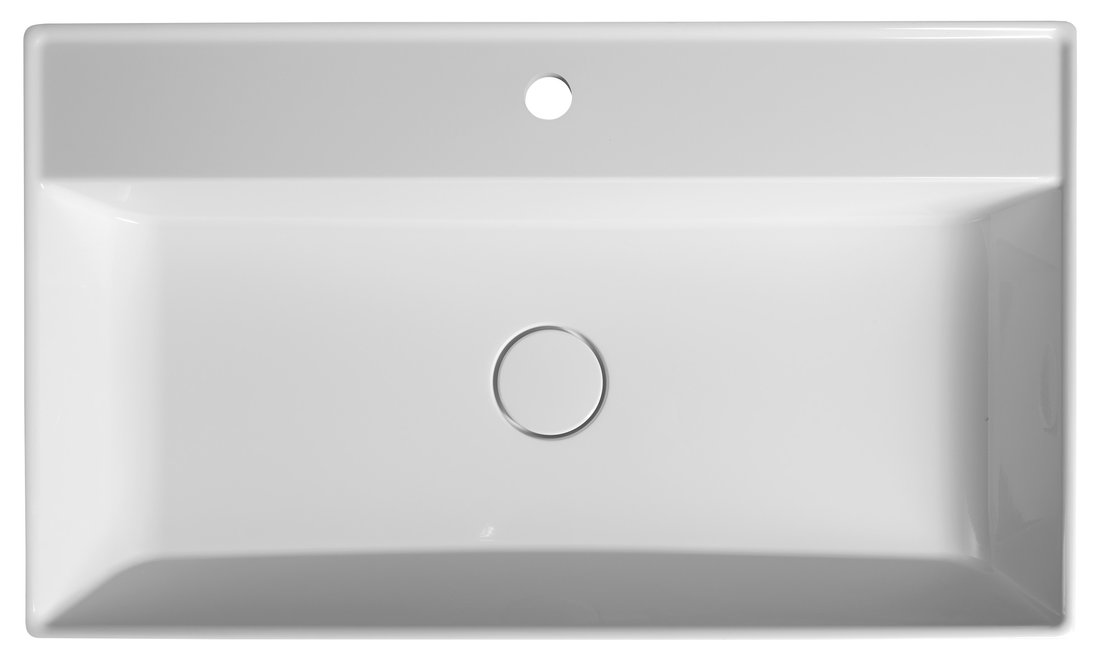 Sapho Twig wastafel gegoten marmer 80x47cm met kraangat wit glans