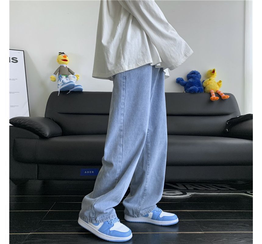 Wescosso - Mid Rise Washed Wide Leg Jeans