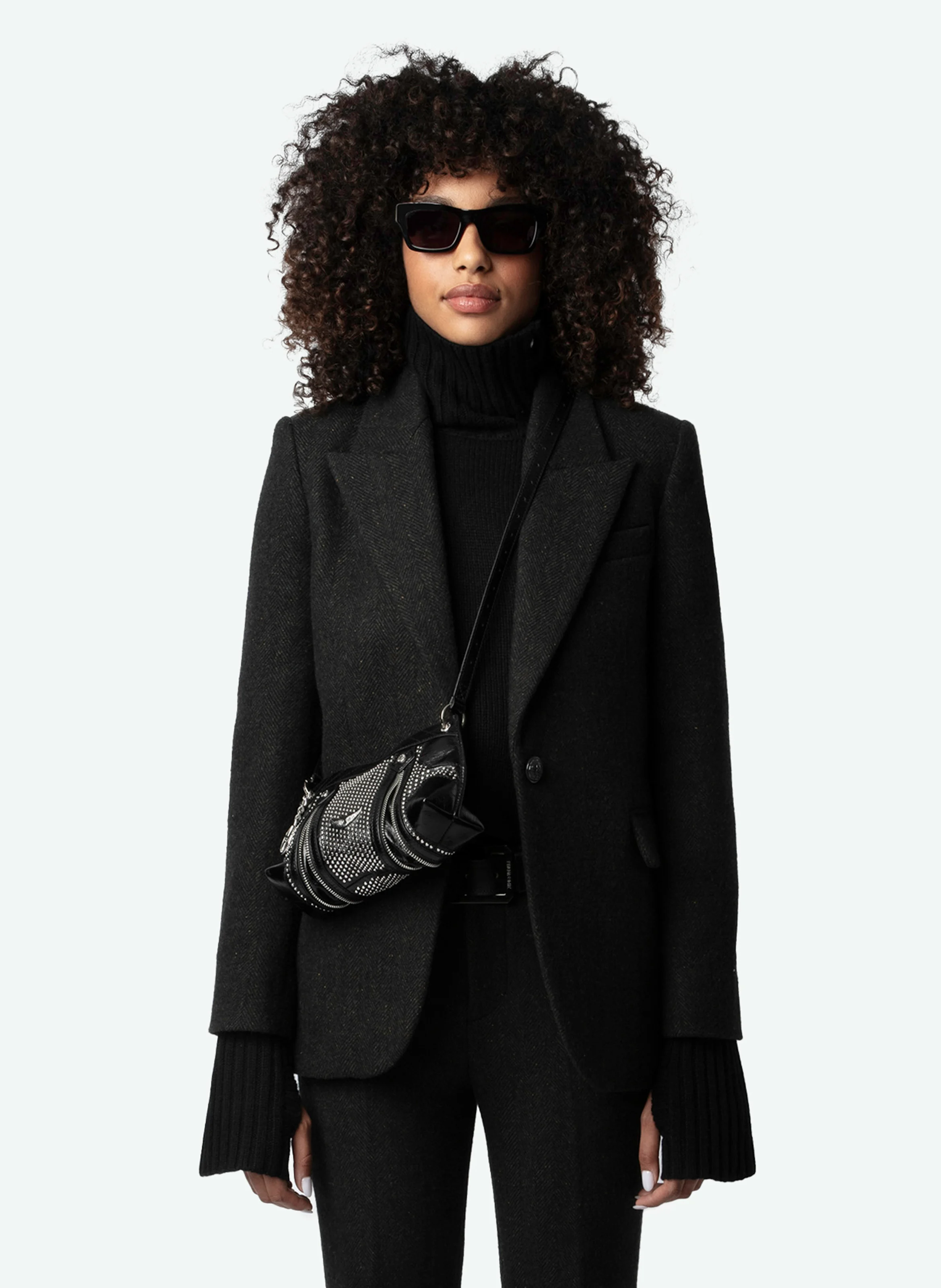 VINGT - Blazer col tailleur droit en laine mélangée | Vert