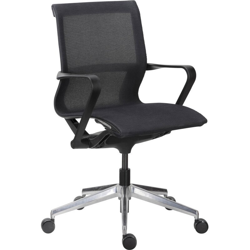 Chaise de bureau EDGAR maille -  avec accoudoirs - Mécanisme Synchrone - Pieds aluminium