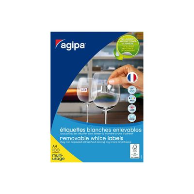 Apli Agipa - 6500 Étiquettes adhésives blanches multi-usages - 38 x 21.2 mm - enlevables - coins droits - réf 128990