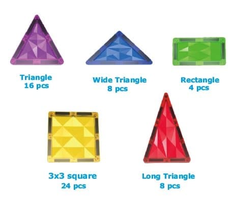 Magnetic Tiles byggesett 92 stk (32 stk. + 60 stk.)