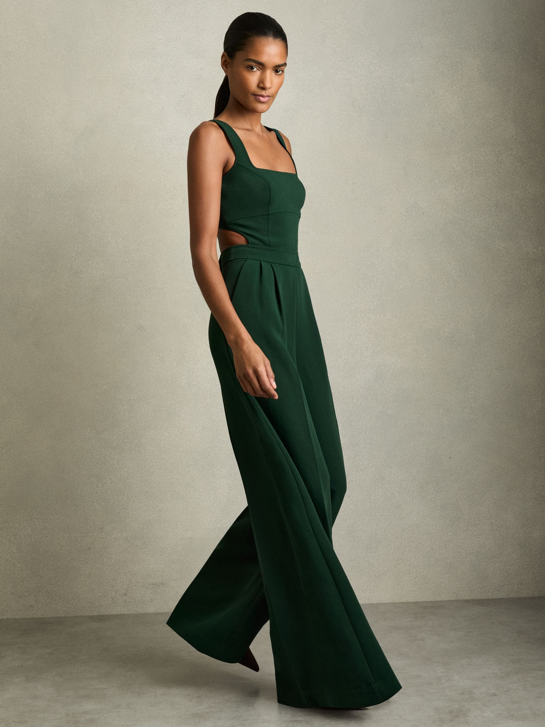 Groen - Reiss Dion Wide-Leg Cut-Out Jumpsuit