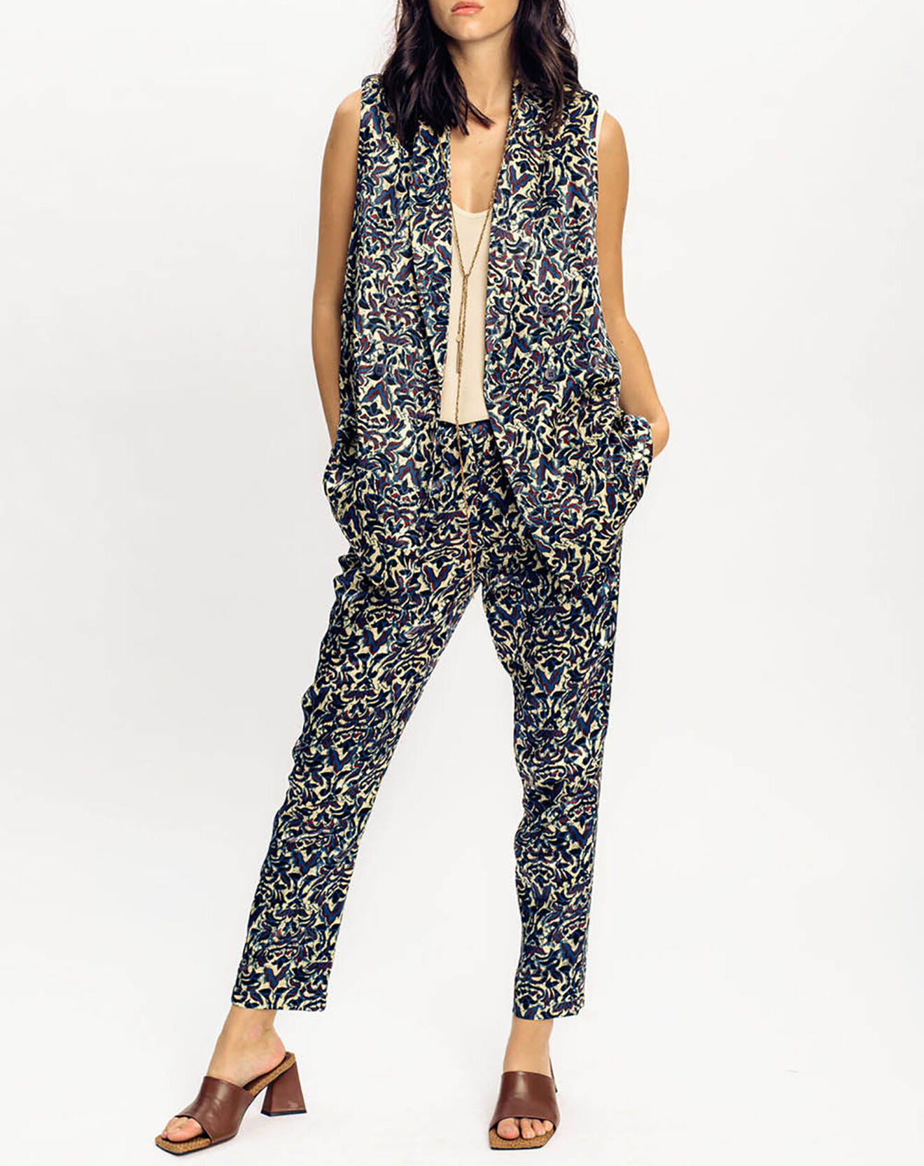 Lauren Vidal Veste Lou imprimée bleu/crème