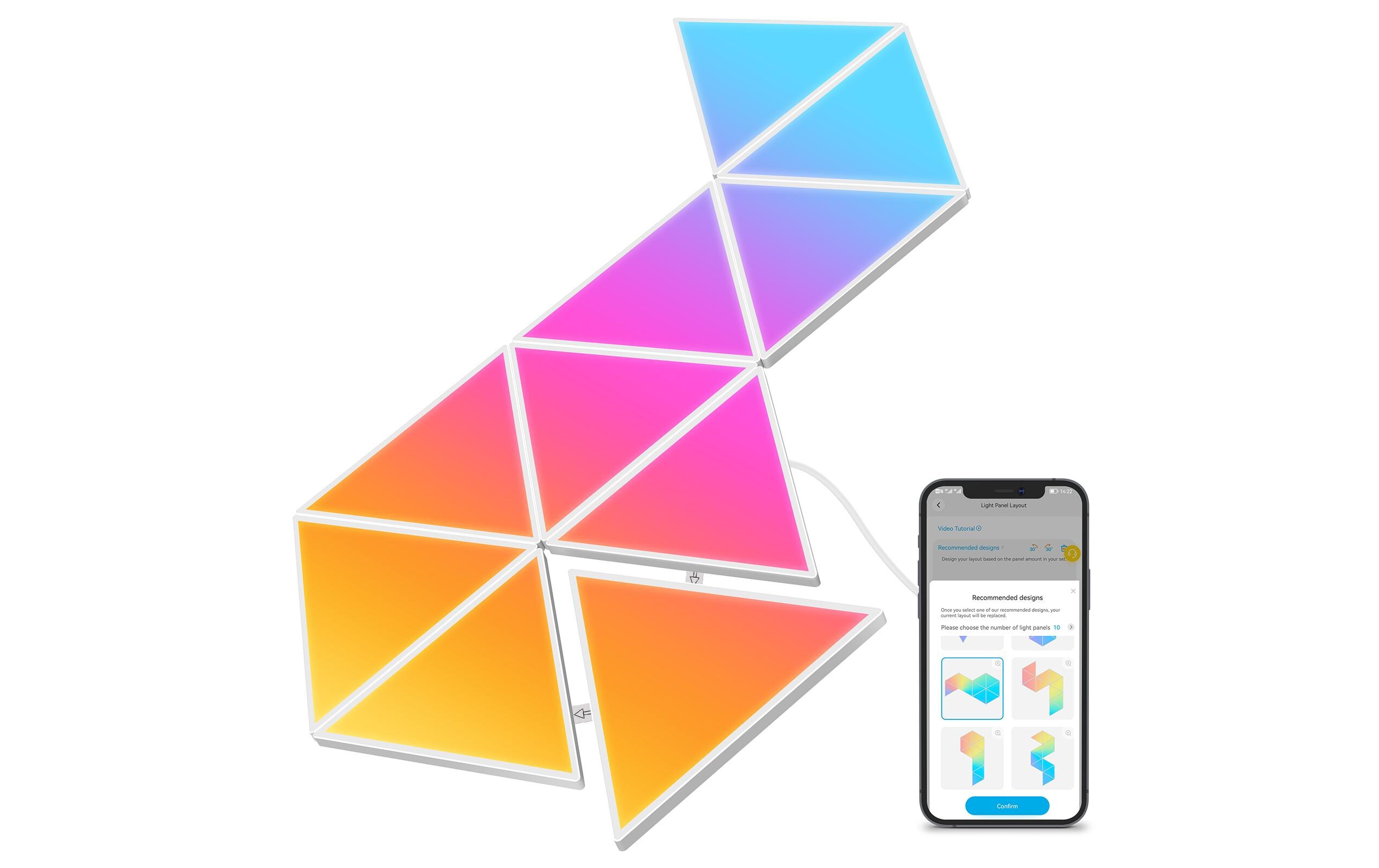 Panelleuchte Glide Triangle, 10er, RGBIC<br>Light Panels