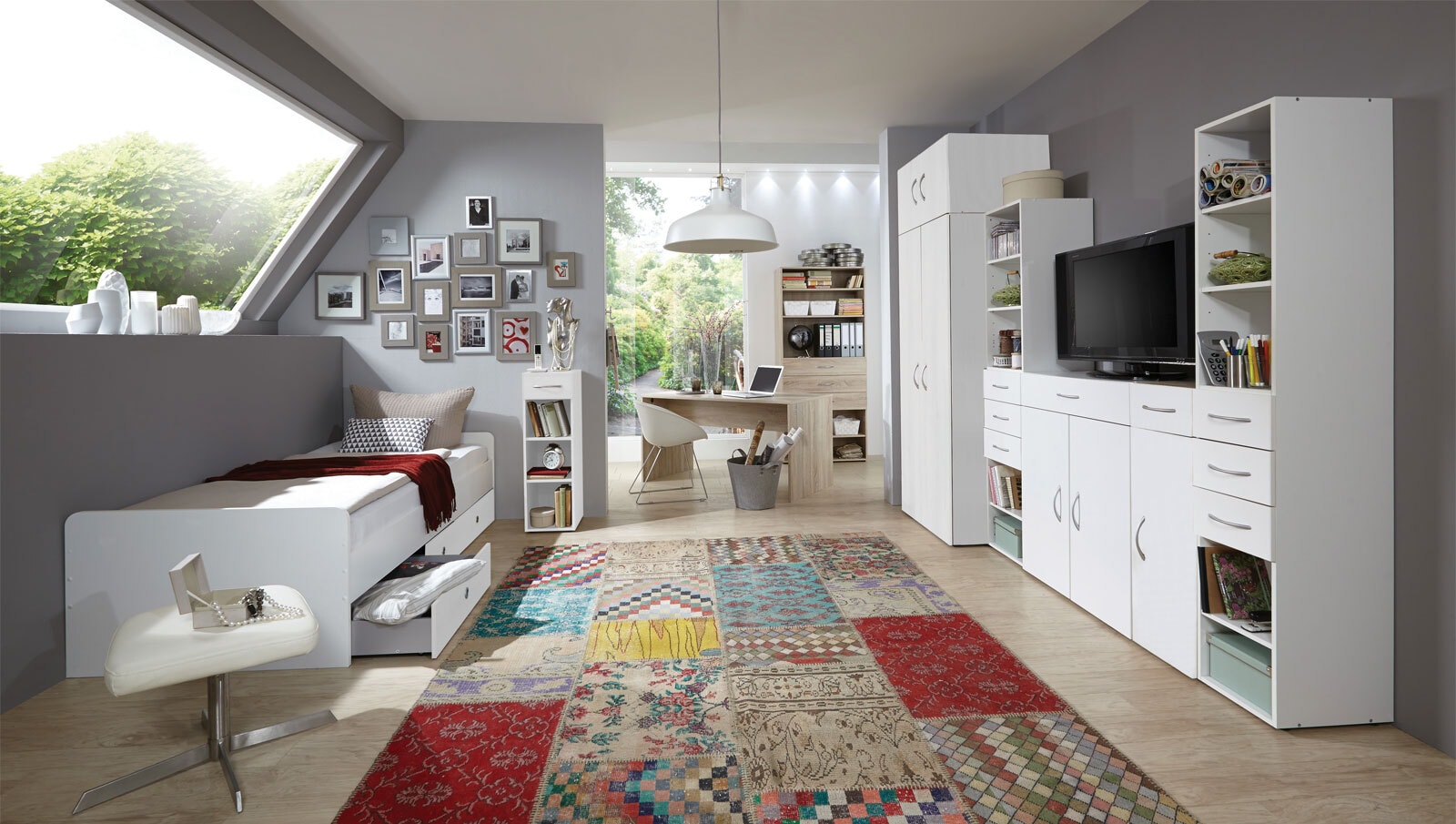 Kommode 80 x 98 x 48 cm Holznachbildung weiß