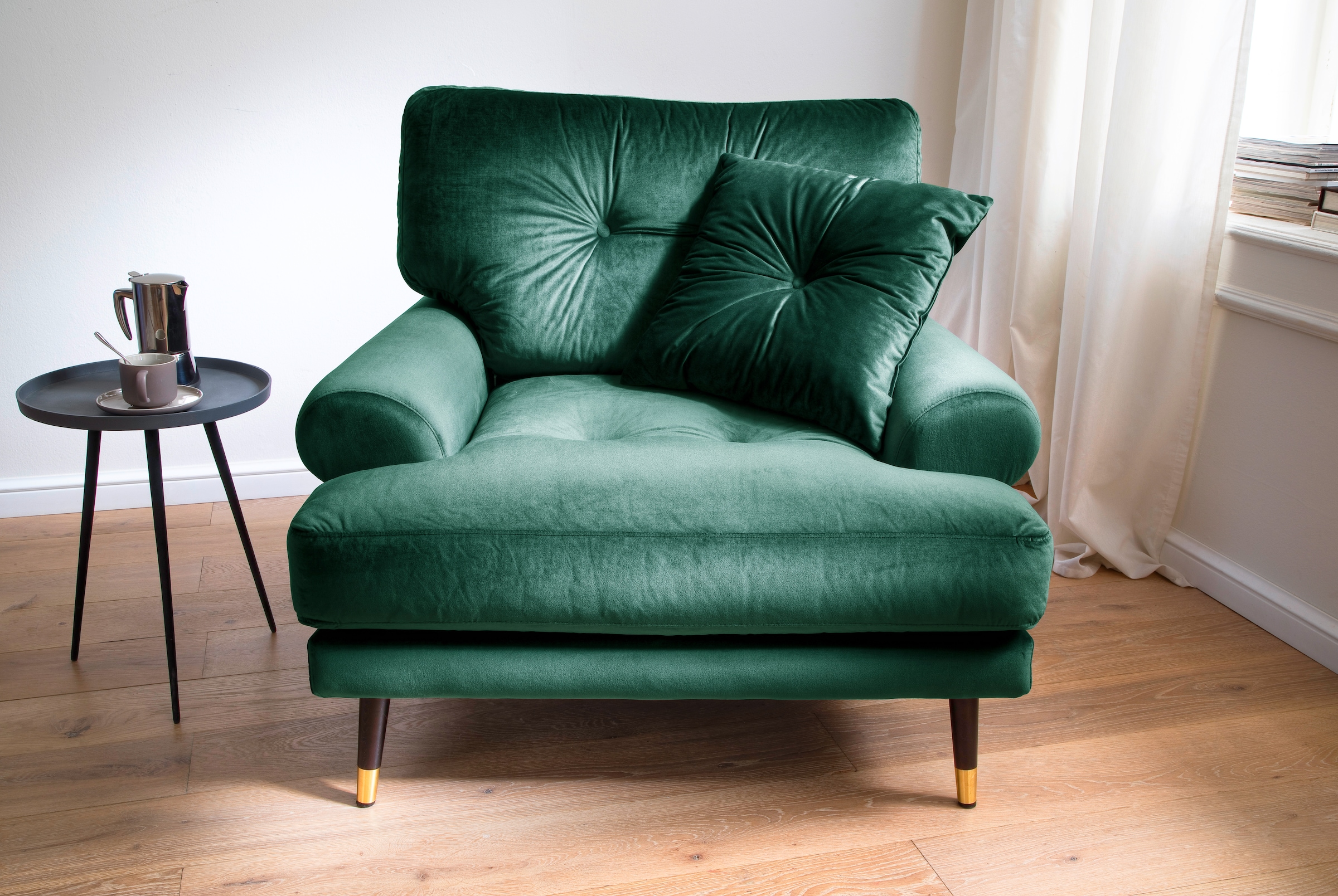 Trends by HG Loungesessel »TOKIO« in Microfaser mit hochwertigem Holz/Metallfuss
