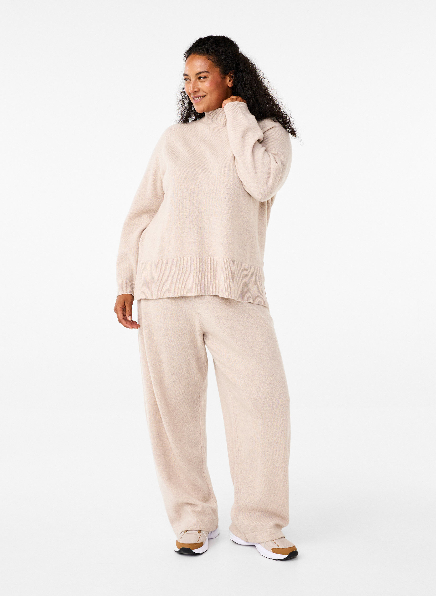 Strikbluse i merinould med turtleneck