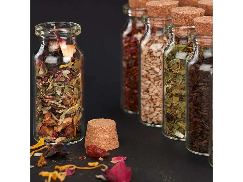 relaxdays Einmachflasche 10 ml, 60 Stück Mini Glasflaschen mit Korken