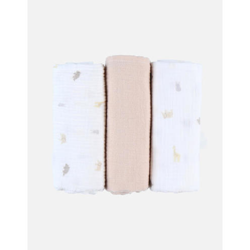 Mix & Match 3 langes 70x70 Mini animaux mousseline - NOUKIE 'S