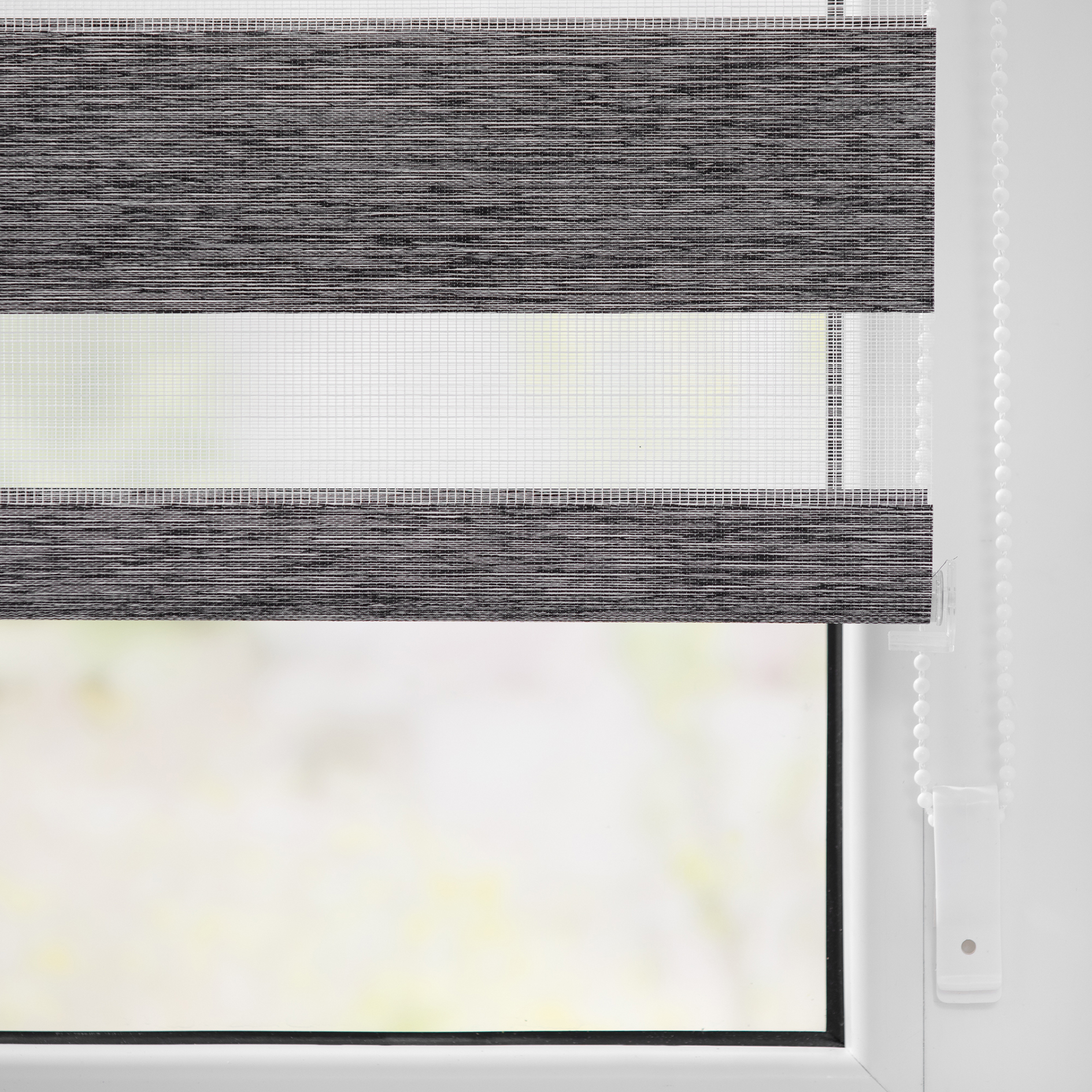 LICHTBLICK Duo Rollo Klemmfix meliert - dunkelgrau gestreift - 45x150 cm