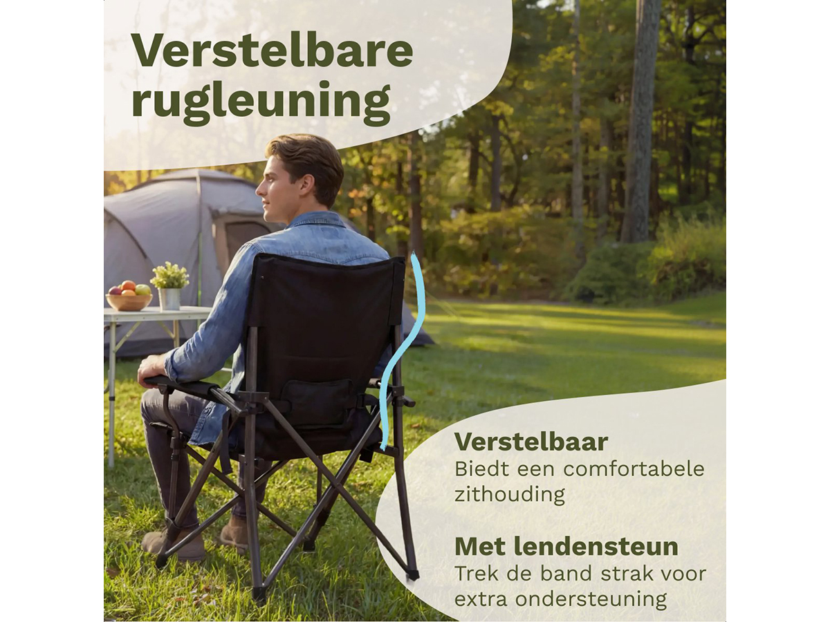 TRVLMORE Luxe Plus Black vouwstoel - Set van 2