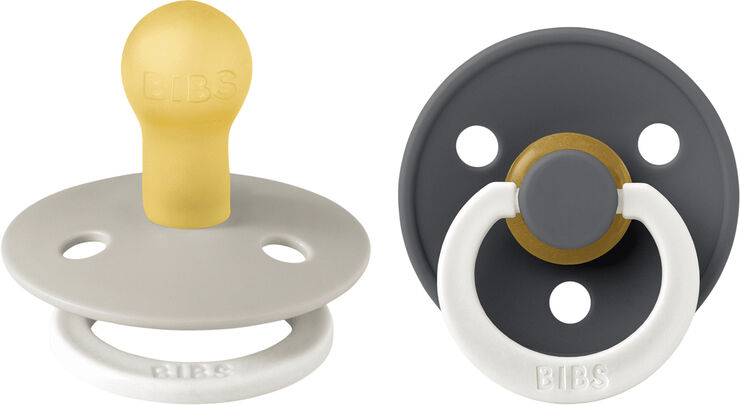 BIBS BIBS Pacifier Colour 2 PACK Latex Size 1 Sand GLOW/Iron GLOW Sand glow