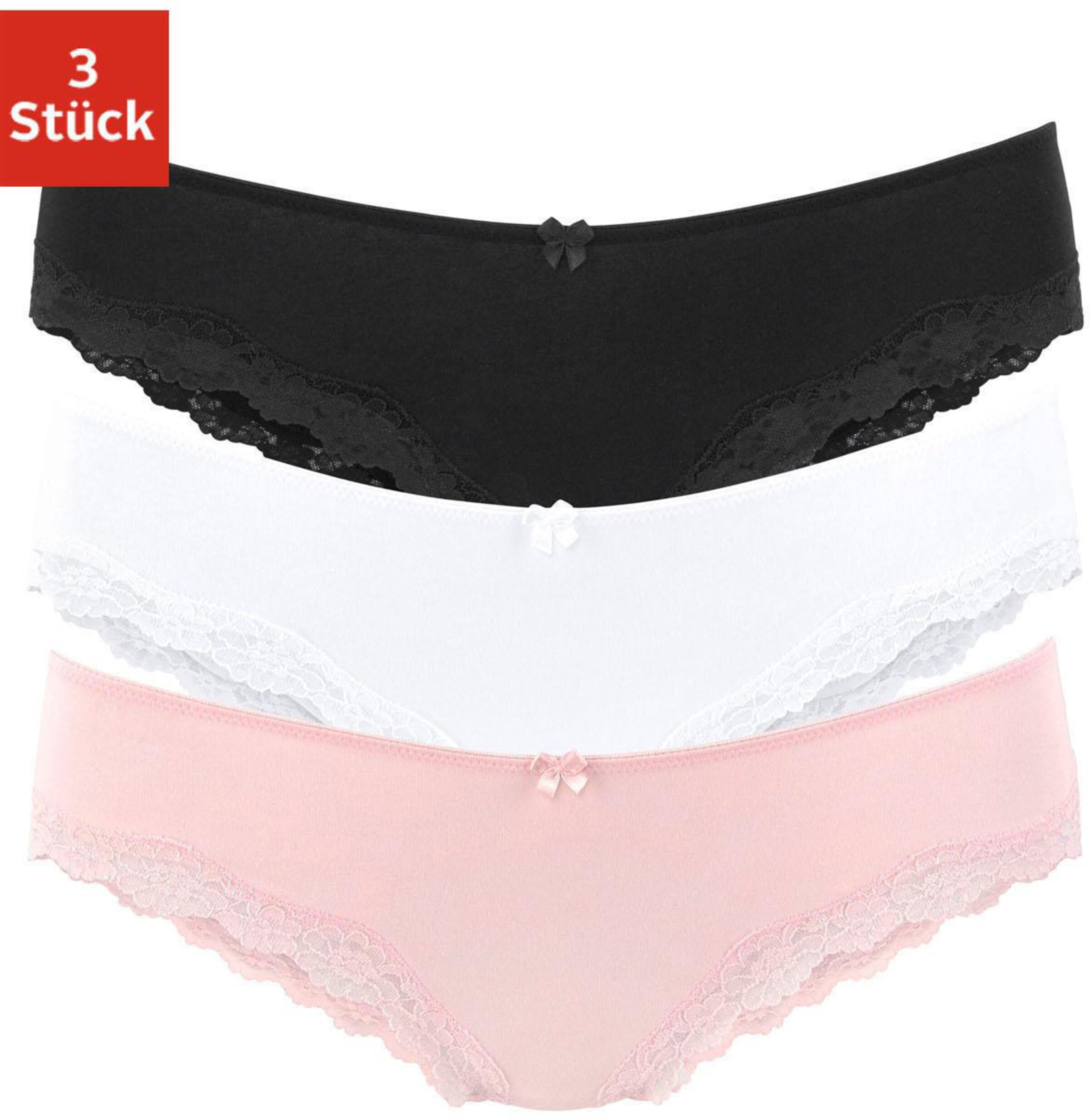LASCANA Slip in rosa, weiß, schwarz