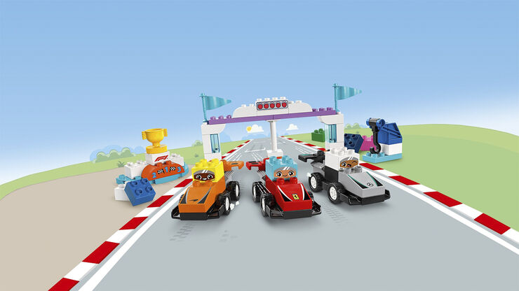 Lego F1-teams med racerbiler og kørere