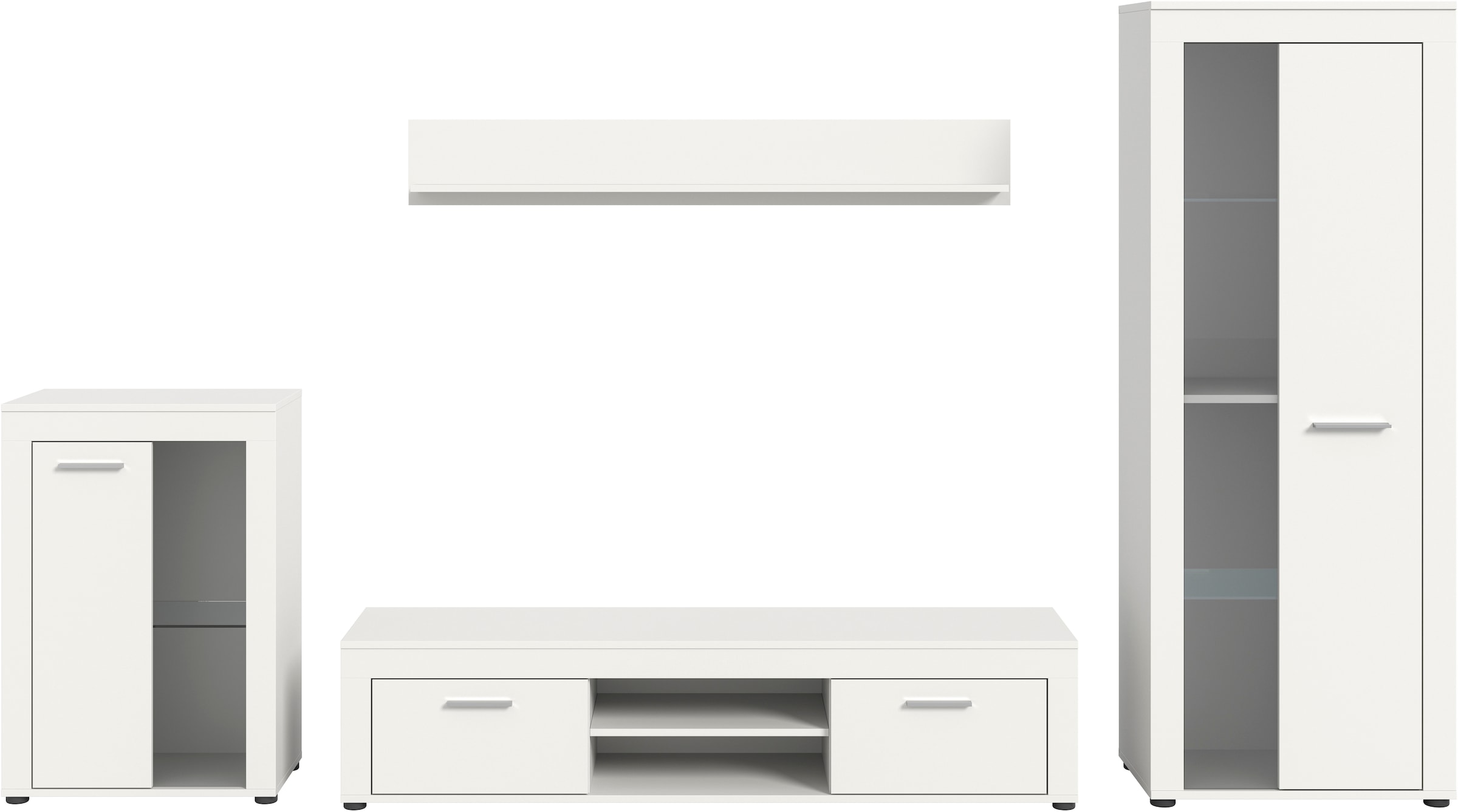 INOSIGN Wohnwand »Aosta,  4-tlg., best. aus: Vitrine, Lowboard, Wandboard & Vitrine hoch« 4 Stk. tlg.