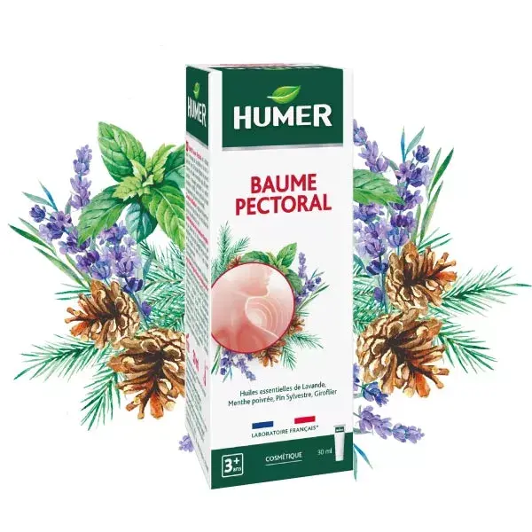 Bálsamo de massagem para peito e costas Humer, para crianças a partir de 3 anos, 30ml