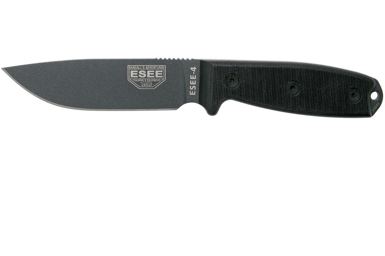 ESEE Model 4 Tactical Gunsmoke, black handle 4P-TG-B met schede   clip