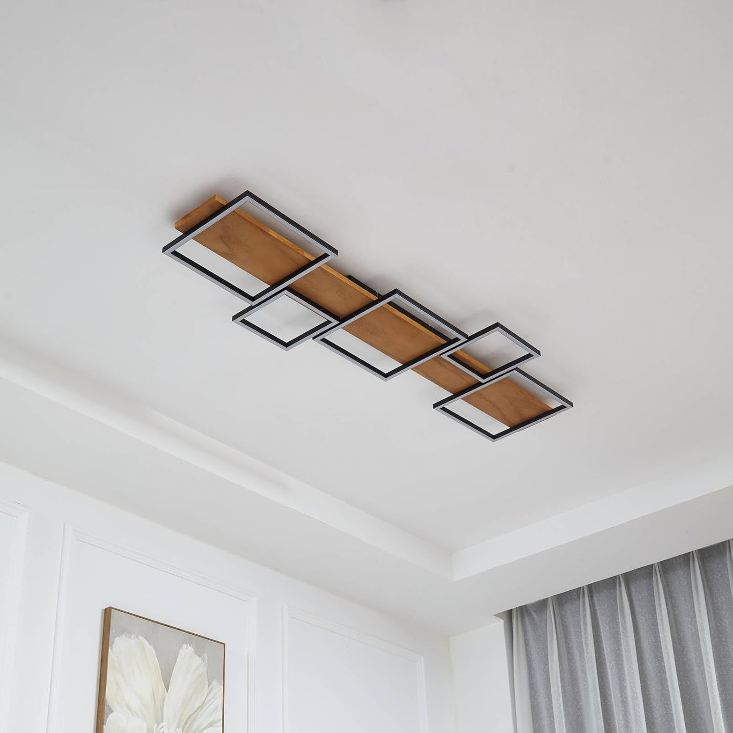Lindby LED Deckenleuchte Galad dimmbar (Modern) aus Holz (5 flammig,) - Lampe Deckenlampe Wohnzimmerleuchte