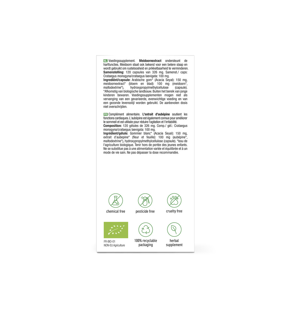 Purasana Meidoorn/Aubepine Vegan Bio (120 vega capsules)